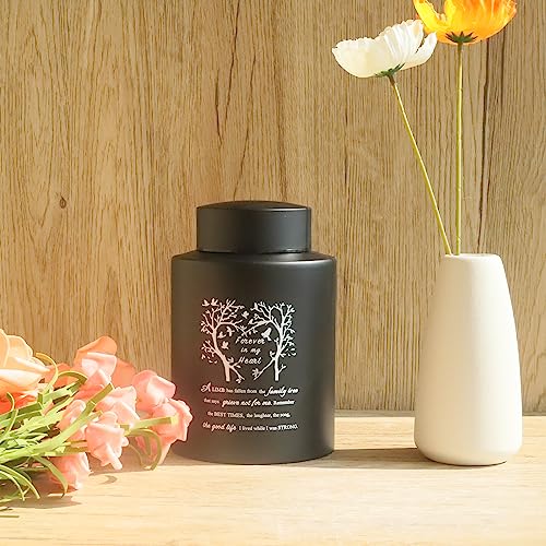 6 Inches Small Urn for Human Ashes Stainless Steel Mini Cremation Urn Small Keepsake Urn Memorial Ashes Container-Black - size: Heart Tree-Black