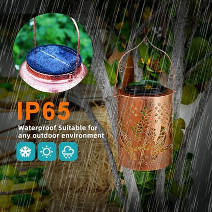 Solar Lantern Outdoor, Cardinal Decorative Hanging Lantern | 13.4", Metal, IP65 Waterproof, Larger Solar Panel, 2000mAh Battery, Garden Decor & Patio Ambience, Holiday Gifts - style: Cardinal
