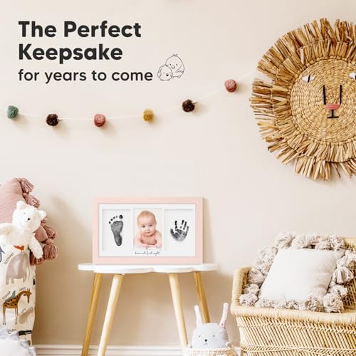 Inkless Hand and Footprint Kit, Boy Girl Newborn Keepsake (Petal Pink) | No Mess Ink Pad for Baby Handprint, Clean Touch Paw Print Kit for Dog Picture Frame, Personalized Baby Christmas Shower Gifts - color: Petal Pink