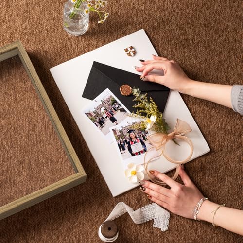 12x16 Large Shadow Box Frame with Thickened Acrylic Panel & Pins | With Push Pins, Deep 1.7" Brown Shadow Box Display Case – Display on Tabletop or Wall for Jersey, T-shirt, Keepsake, Wedding - color: Brown+high Definition Panel + Shatter-proof Packaging,