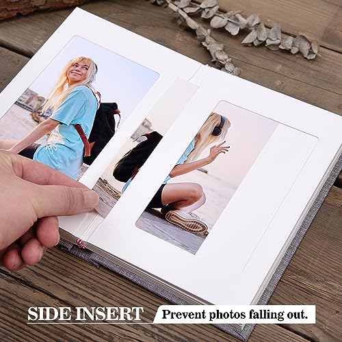 Pssoss 4x6 Photo Album with Writing Space, Linen Cover, 30 Photos, Gray - color: Gray, size: 30 Photos