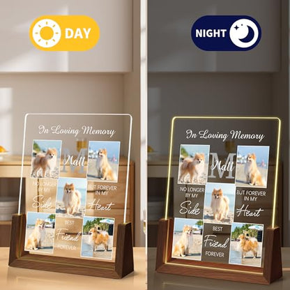 Personalized Dog Memorial Gifts, Custom Acrylic Light Up Picture Frame | Custom Pet Loss Gifts Cat Pet Memorial Gifts with Pictures for Pet Lover, Loss of Dog Sympathy Gifts - color: style-4
