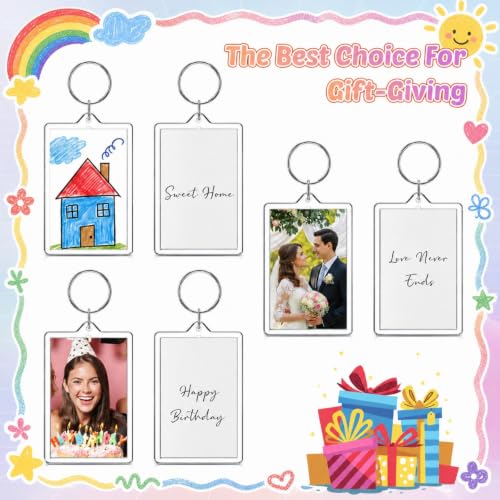 Yaomiao Acrylic Photo Frame Keychain Holder Photo Picture Insert Blank Keyring for DIY Craft - size: 2 x 3 Inch