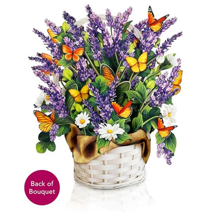 Freshcut Paper Pop Up Cards, Lavender & Butterflies, 12 Inch Life Sized Forever Flower Bouquet 3D Popup Greeting Card, Birthday & Thank You Card, Blank Notecard & Envelope (Pack of 2) - color: Lavender & Butterflies, size: 12 inches (Pack of 2)