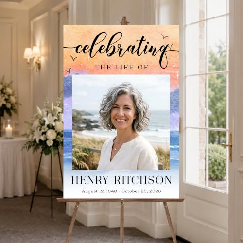 Personalized Editable Funeral Welcome Sign, Funeral Welcome Sign, Garden Flower Funeral Sign, Celebration of Life Decoration, Editable Memorial Sign, Funeral Decor - color: #Version 14