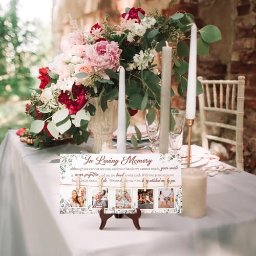 RattanView Wood Memorial Table Sign with 5 Clips Wedding, Eucalyptus 2 - style: Eucalyptus 2