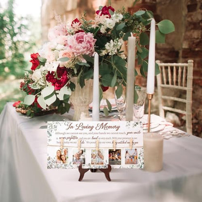 RattanView Wood Memorial Table Sign with 5 Clips Wedding, Eucalyptus 2 - style: Eucalyptus 2