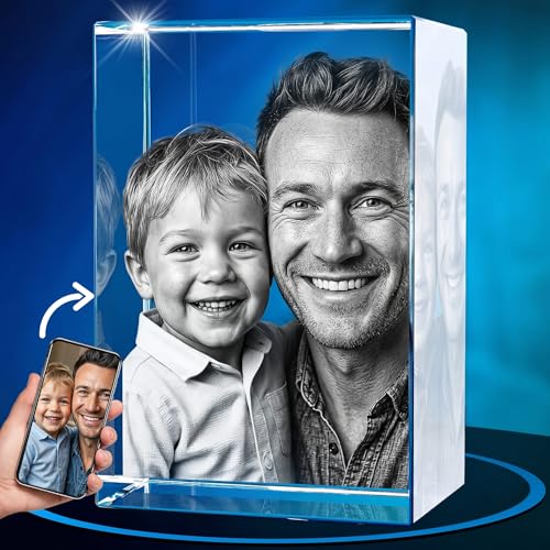 ArtPix 3D Crystal Photo, Personalized Gifts for Women, Wife, Mom, Her, Him, Men, Great Customized Gift With Your Own Photo - Anniversary, Wedding, Birthday - Custom Glass 3D Laser Etched Picture Frame - color: Portrait, size: Medium