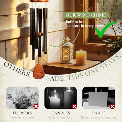 37" Memorial Wind Chimes for Loss of Loved One | Sympathy & Bereavement Gift for Mom, Dad, Husband, Grandparents, Loss of Loved One, with Sympathy Card, Deep Soothing Tone - size: 37 inch-Teardrop shaped