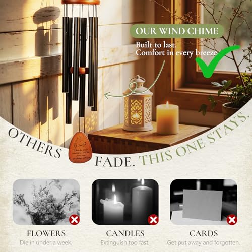 37" Memorial Wind Chimes for Loss of Loved One | Sympathy & Bereavement Gift for Mom, Dad, Husband, Grandparents, Loss of Loved One, with Sympathy Card, Deep Soothing Tone - size: 37 inch-Teardrop shaped