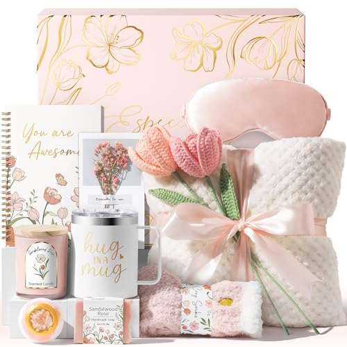 Birthday Gifts for Women Self Care Package Get Well Gift Baskets for Women | Get Well Soon Thinking of You Spa Sympathy Gift Basket, Christmas Inspirational Gift Set for Women Mom Her Friend Wife Sister - color: Pink