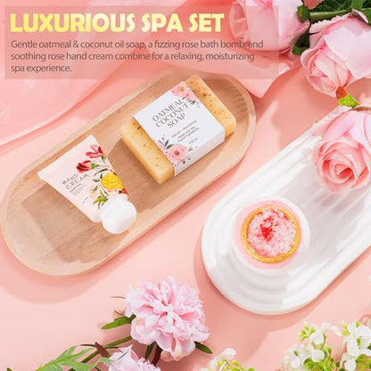 Gifts for Women, 9pcs Happy Birthday Gifts for Women, Christmas Ideas Mothers Day Gift Baskets Unique Rose Self Care Set Valentines Day Gift for Her Mom Sister Wife Friend Friendship Teacher - color: Pink