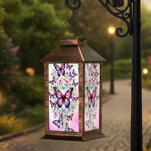 Homemory Solar Hanging Lanterns Outdoor Waterproof Butterfly LED Lights - style: Butterfly