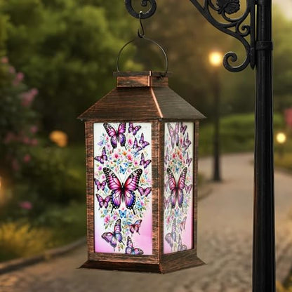 Homemory Solar Hanging Lanterns Outdoor Waterproof Butterfly LED Lights - style: Butterfly
