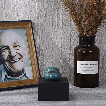 Small Urn for Human Ashes - 1.6'' Handicrafted Urn - Beautiful Tiny Keepsake Urns - Mini Urn Made of Ceramic - Hold 1.2 Cubic Inches of Ashes (Blue) (Blue) - color: Blue