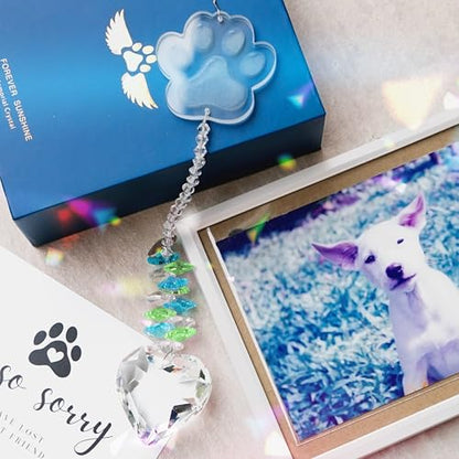 Pet Memorial Suncatcher, Dog Memorial Gifts, Pet Loss, Pet Sympathy, Thoughtful Dogs and Cats Remembrance, Bereavement Gifts - Green - color: Green