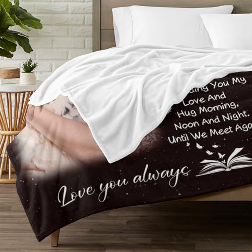 Personalized Memorial Picture Blanket Custom Hug from Heaven Sympathy Gift | HD Printing Flannel Throw Blanket for Grief and Remembrance Loss of Mother Father - color: Design 17