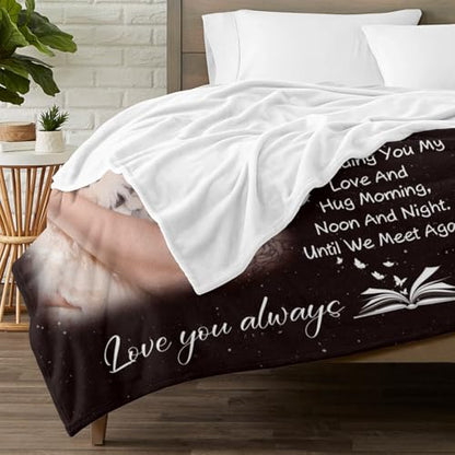 Personalized Memorial Picture Blanket Custom Hug from Heaven Sympathy Gift | HD Printing Flannel Throw Blanket for Grief and Remembrance Loss of Mother Father - color: Design 17