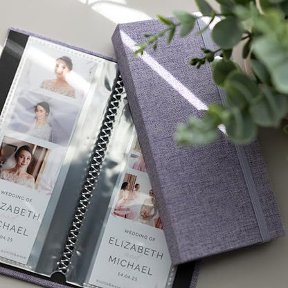 Photo Booth Photo Album - For Wedding or Party - Side Slide In 2X6 Picture Holder – Guest Book & Party Memory Keepsake – Woven Hard Cover With Band Keeps Prints Safe (PURPLE LAVENDER) - color: PURPLE LAVENDER