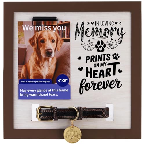 Pet Memorial Frame with Collar Holder, Personalized Dog & Cat Loss Keepsake | Honor your beloved pet with a personalized memorial frame featuring a collar holder, photo display, and lasting keepsake.