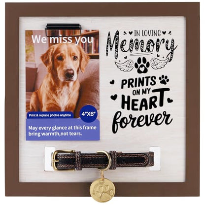 Pet Memorial Frame with Collar Holder, Personalized Dog & Cat Loss Keepsake | Honor your beloved pet with a personalized memorial frame featuring a collar holder, photo display, and lasting keepsake.