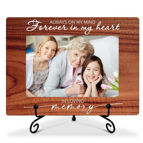Memorial Picture Frame, Fits 4x6 Inch Photo(064) | Always on My Mind Forever in My Heart, In Loving Memory, Sympathy and Bereavement Gift, Wooden Tabletop Frame