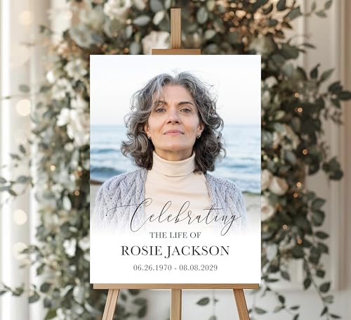 Custom Funeral Welcome Sign with Photo, Memorial Yard Sign, Celebration of Life Welcome Board, Personalized Remembrance Sign for Funeral Service - CCTC03 - color: Background #03
