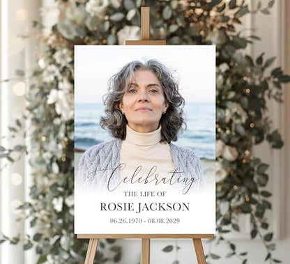 Custom Funeral Welcome Sign with Photo, Memorial Yard Sign, Celebration of Life Welcome Board, Personalized Remembrance Sign for Funeral Service - CCTC03 - color: Background #03