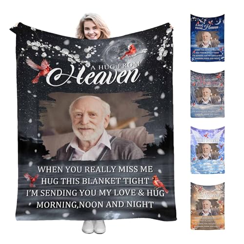 Customized Memorial Blankets with Pictures Multi Backgrounds for Loss of Dad Mom Husband Wife Personalized Memory Blanket for Loss Loved Ones Sympathy Bereavement - color: Color 02