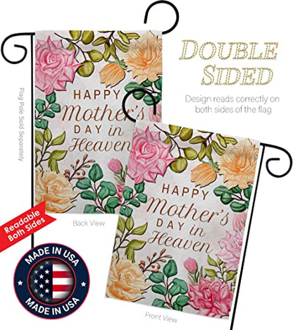 Mother In Heaven Garden Flag - Set Wall Holder Family Mother's Day Mom Mama Grandma Love Flowers Parent Sibling Relatives Grandparent - House Banner Small Yard Gift Double-Sided Made USA 13 X 18.5 - color: Mothers Day Decorations Made in USA