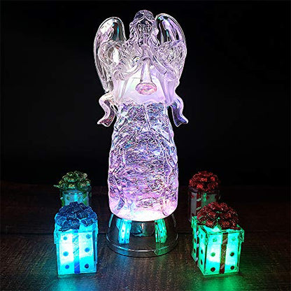 Wondise Angel Color Changing Night Light Snow Globe with Timer - color: 11” Angel Trumpet