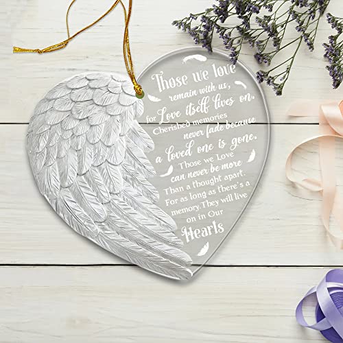 Memorial Angel Ornaments - Acrylic Angel Wings for Christmas Tree, Condolences & Bereavement Gift