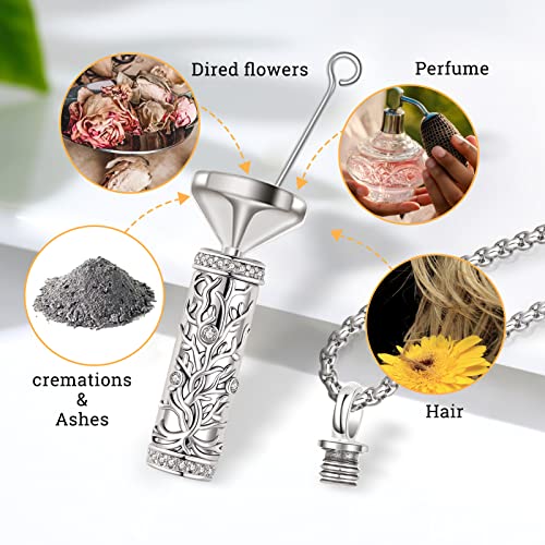 Urn Necklace for Ashes for Women/Men 925 Sterling Silver Cremation Jewelry w/Funnel Filler Memorial Jewelry Gifts - color: A-Tree of Life 1, style: Non - Customized