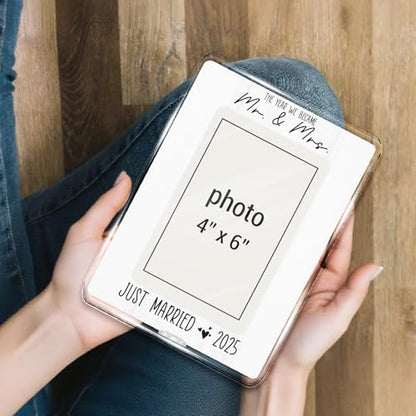 Wedding 2025 Picture Frame Gifts for Couples, Mr and Mrs Gifts | Bridal Shower Gift, Bride to Be Gift, Married Couple Newlywed Picture Frame for 4 x 6 Inch Photo - color: JUST