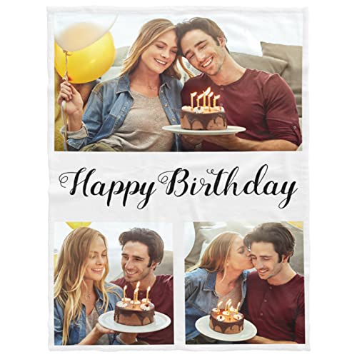 Printwoo Custom Blanket with Photos, Personalized Photo Blankets Using My Own Photos, Customized Blankets with Pictures, Personalized Gifts for Birthday, Anniversary - color: 3 Photos