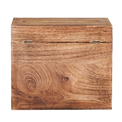Wooden Wedding Card Box with Lock and Card Slot for Reception, Party W11 - color: Burnt