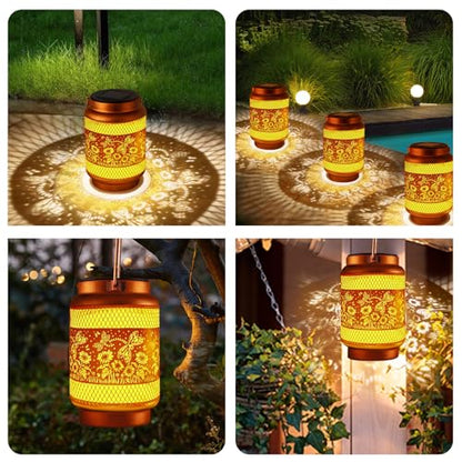 Solar Lanterns Outdoor Waterproof Birthday Gifts for Women Men Grandma Metal Hanging Solar Lights for Outside Patio Yard Festival Pathway Backyard Porch Landscape