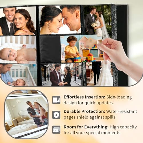 Photo Album 4x6 600 Pockets Photos, Large Capacity Leather Cover Photo Book | Slip-In Horizontal & Vertical Pockets Acid-Free Waterproof Picture Albums Great for Family Baby Wedding Holiday & Anniversary - color: Gray