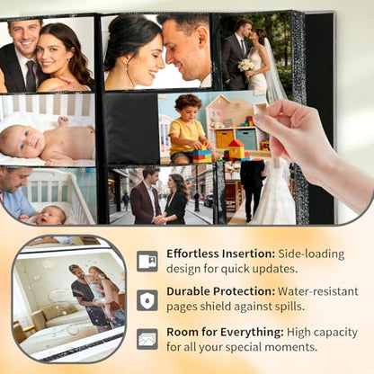 Photo Album 4x6 600 Pockets Photos, Large Capacity Leather Cover Photo Book | Slip-In Horizontal & Vertical Pockets Acid-Free Waterproof Picture Albums Great for Family Baby Wedding Holiday & Anniversary - color: Gray