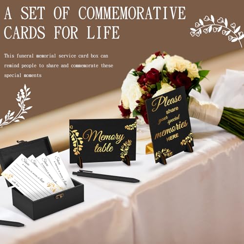 Share a Memory Cards Wooden Box for Celebration of Life Decoration - style: Elegant Black & Gold Set