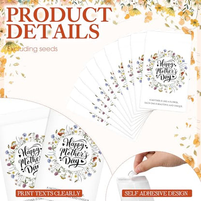 AmazingSpark 50 Pcs Mother's Day Seed Packets Self-Adhesive Flower Seed Envelopes Party Favors & Church Gifts for Mom DIY Empty Floral Mini Organizers, No Seeds (Wildflower) - style: Wildflower