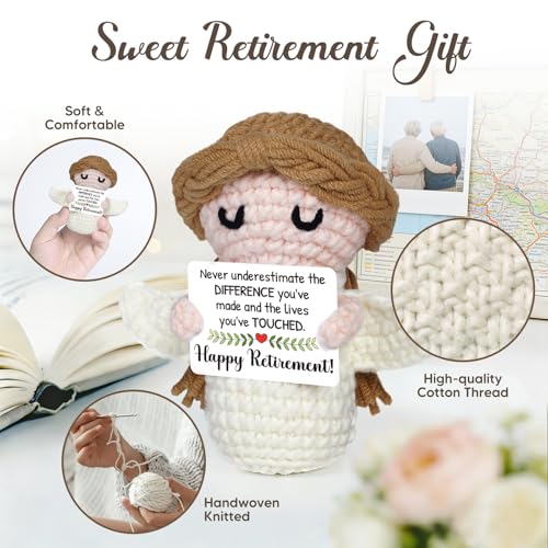 Retirement Gift for Woman 2026- Happy Retirement Angel Crochet - Funny Retirement Gifts for Women Men Teacher Nurse Principal Friend Coworker, Farewell Party Retired Gifts - style: Retirement Gifts