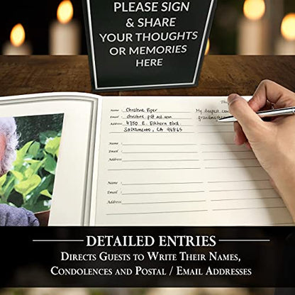 Funeral Guest Book | Memorial Guest Book | Guest Book for Funeral Hardcover | Guestbook for Sign in, Celebration of Life Memorial Service | Funeral Guest Sign Book with Memory Table Card Sign Included - style: Forest