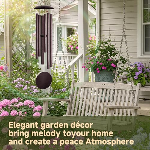 45" Large Wind Chimes for Outside, 6 Thick and Bold Aluminum Tubes (Bronze) - color: Bronze