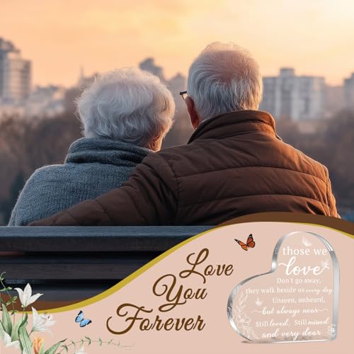 Bereavement Acrylic Heart Sign Gifts, Those We Love Don't Go Away Sign Gifts, Sympathy Gift for Loss of Loved One Remembrance Decor, Acrylic Memorial Gift, Table Decor(white)