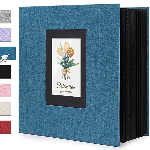 Linen Photo Album 4x6 Large Capacity 1000 Pockets Pictures Fabric Cover Books Albums Wedding School Family Anniversary Baby Memory Engagement Travel Albums(Blue, 1000 Pockets) - color: Blue, size: 1000 Pockets