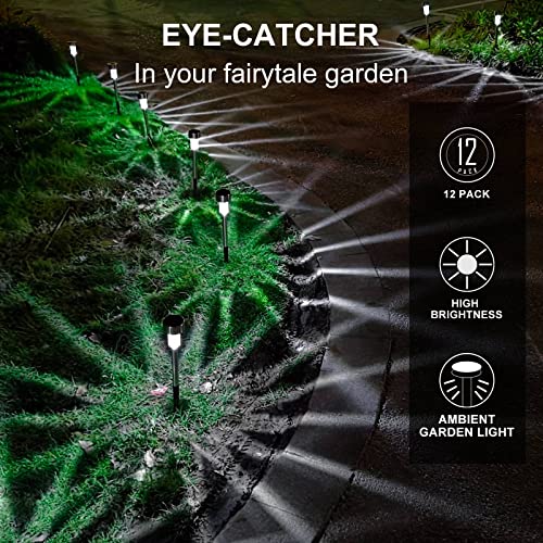 Solar Lights Outdoor Waterproof, Solar Garden Lights, Cold White, 12 Pack - color: Cold White, size: 12 Pack