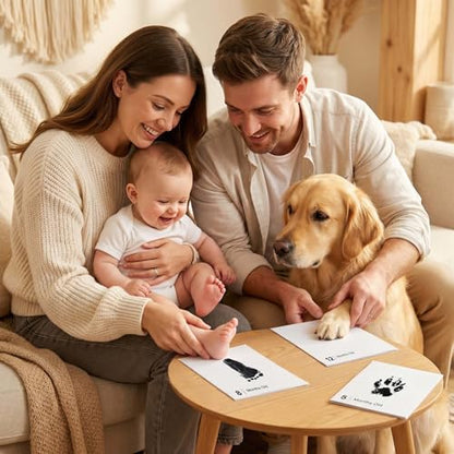 Baby Inkless Milestone Cards Hand Casting Kit Ink Print Hand and Footprint Kit Dog or Cat Pet Paw Print Kit Baby Newborn Footprint Kit Photo Album Keepsake Book Feet Stamp (Single FineGift Set) - style: Single Fine Gift Set