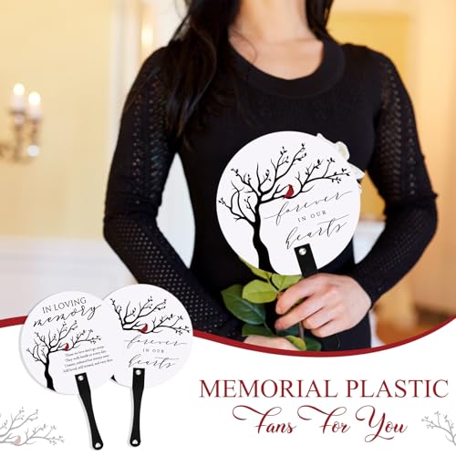 Teling 50 Pcs Funeral Favors Fans Memorial Plastic Celebration of Life Handheld Fans with Plastic Handle Hand for Funeral Guests Services Condolence Sympathy Gift Supplies(Cardinals) - style: Cardinals