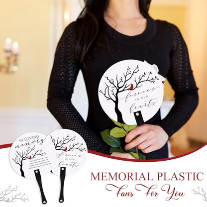 Teling 50 Pcs Funeral Favors Fans Memorial Plastic Celebration of Life Handheld Fans with Plastic Handle Hand for Funeral Guests Services Condolence Sympathy Gift Supplies(Cardinals) - style: Cardinals